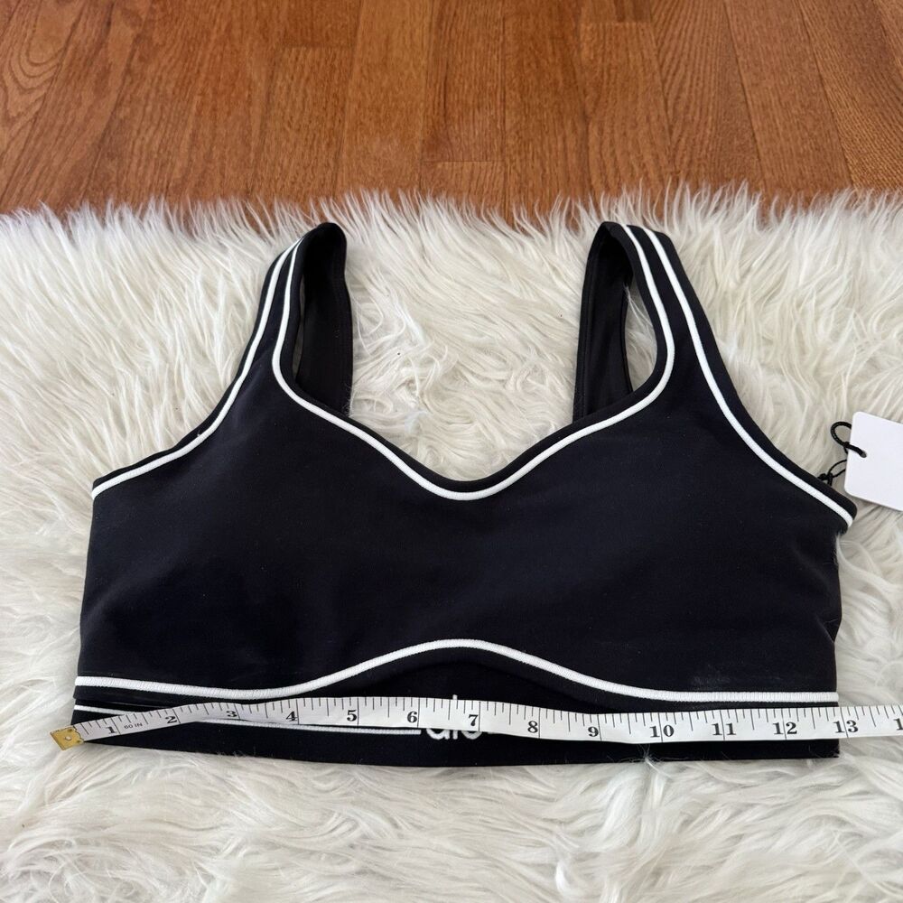 Alo Yoga Airbrush Heart Throb Bra Women’s Medium Black White Padded Sports NWT - Picture 6 of 11
